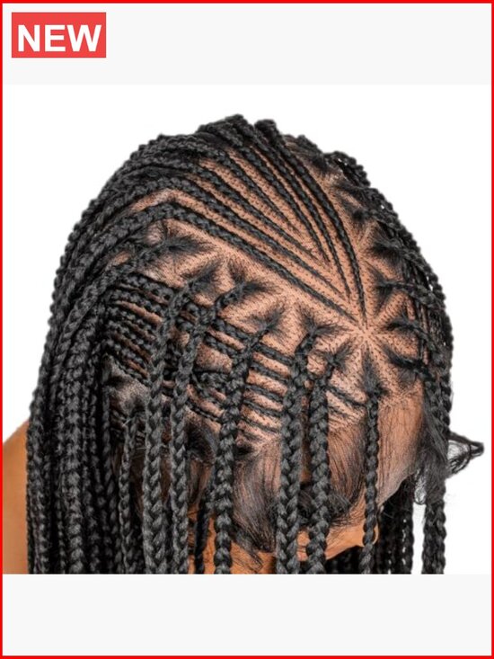 Full Lace Box Braided Wig Handmade Knotless Braids Synthetic Hair 36in main image 7